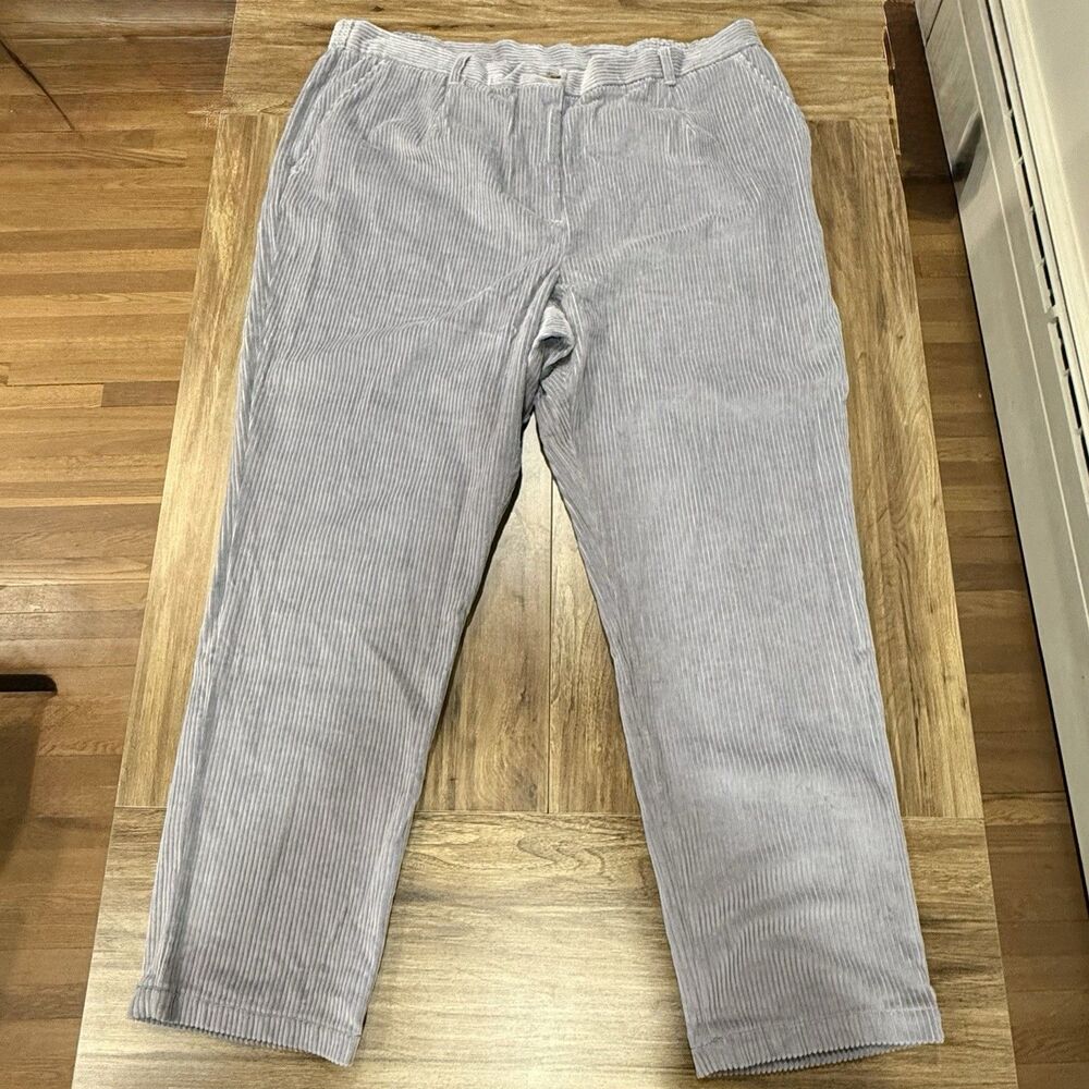 Appleseed's Women Gray Cozy Cotton High Rise Corduroy Straight Leg Pant Size 20W